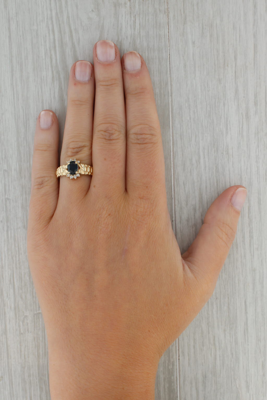 Rosy Brown 1.08ctw Blue Sapphire Diamond Ring 14k Yellow Gold Size 6.25 Engagement