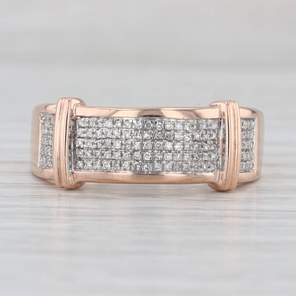 0.25ctw Oval Diamond Men's Ring 10k Rose Gold Size 12 Wedding Band