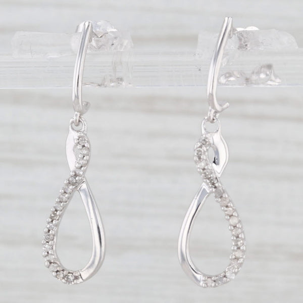 0.20ctw Figure-8 Diamond Dangle Earrings 10k White Gold Pierced Drops