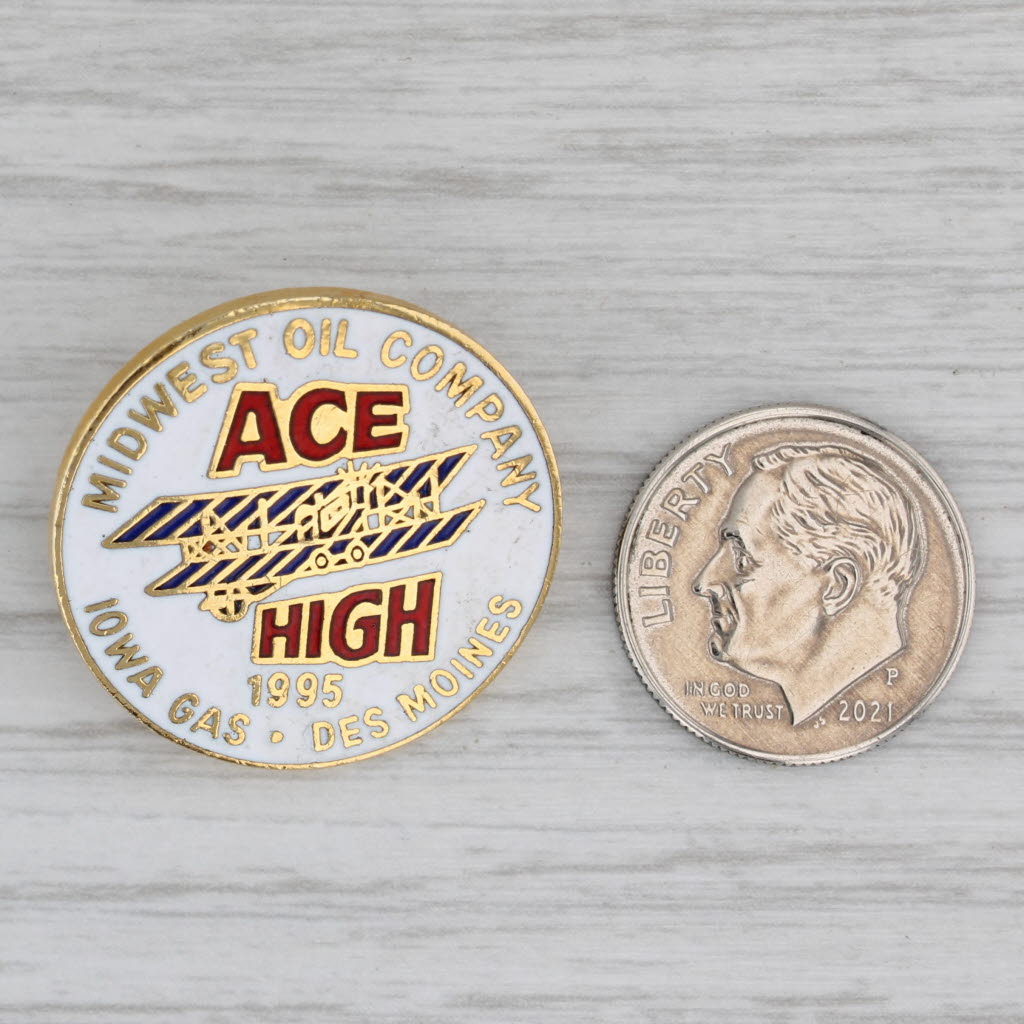 Gray Midwest Oil Company Iowa Gas Ace High Service Pin Enamel Plane