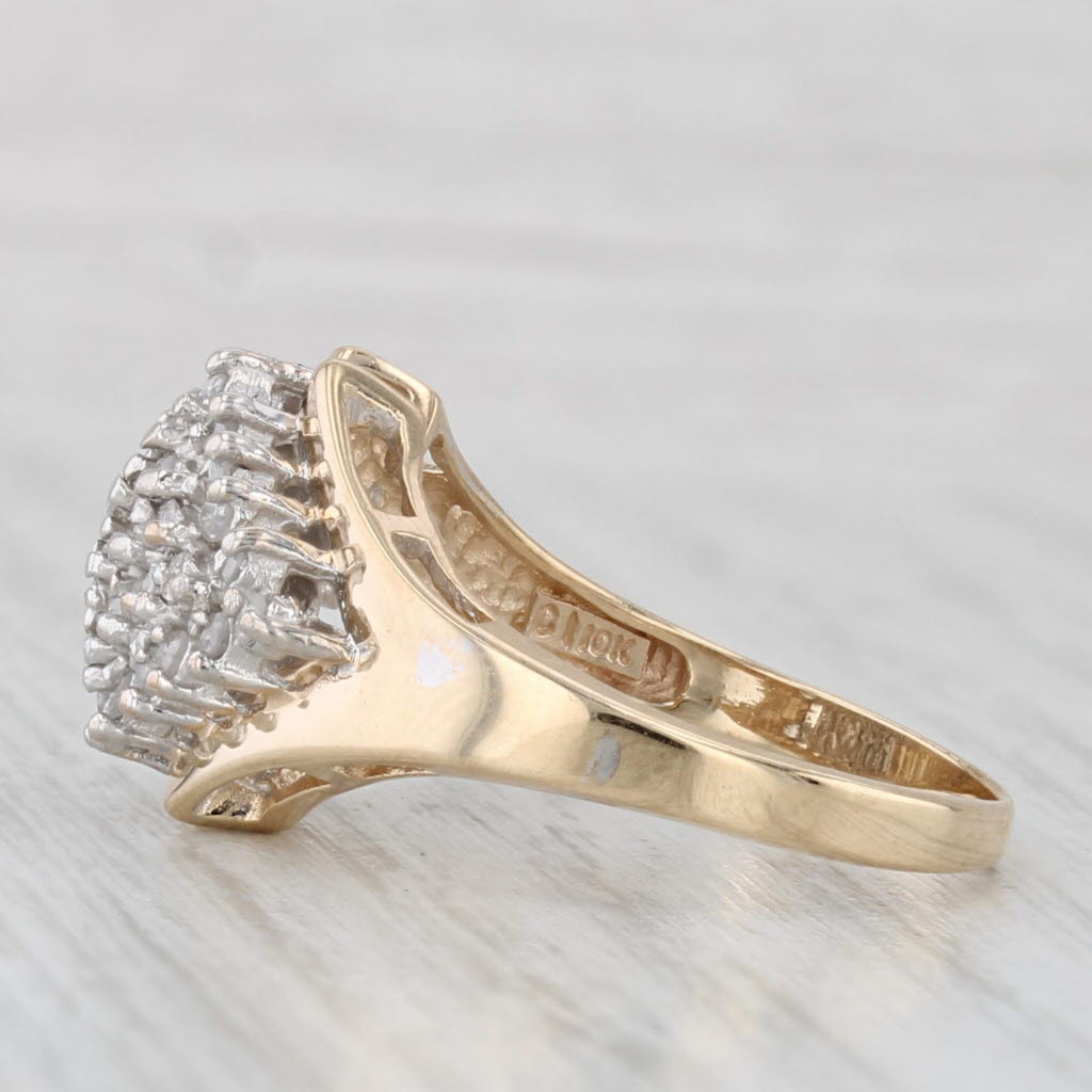 Light Gray 0.35ctw Diamond Cluster Ring 10k Yellow White Gold Size 7
