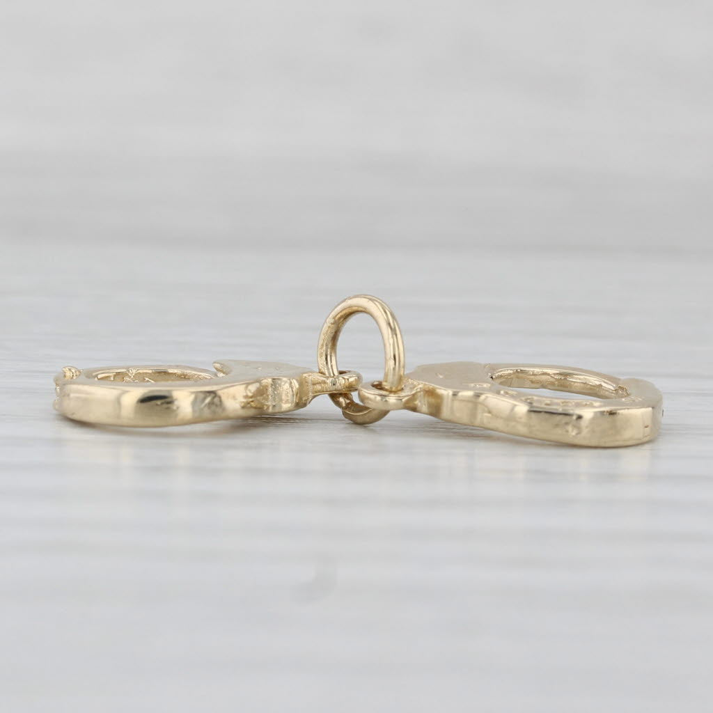 Light Gray Hand Cuffs Charm 14k Yellow Gold Pendant