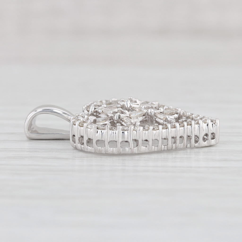 Light Gray 0.74ctw Diamond Open Lattice Work Pendant 14k White Gold
