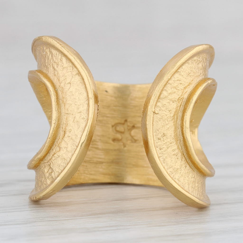 Light Gray New Stephanie Kantis Statement Cuff Ring Adjustable Size 7 Gold Plated