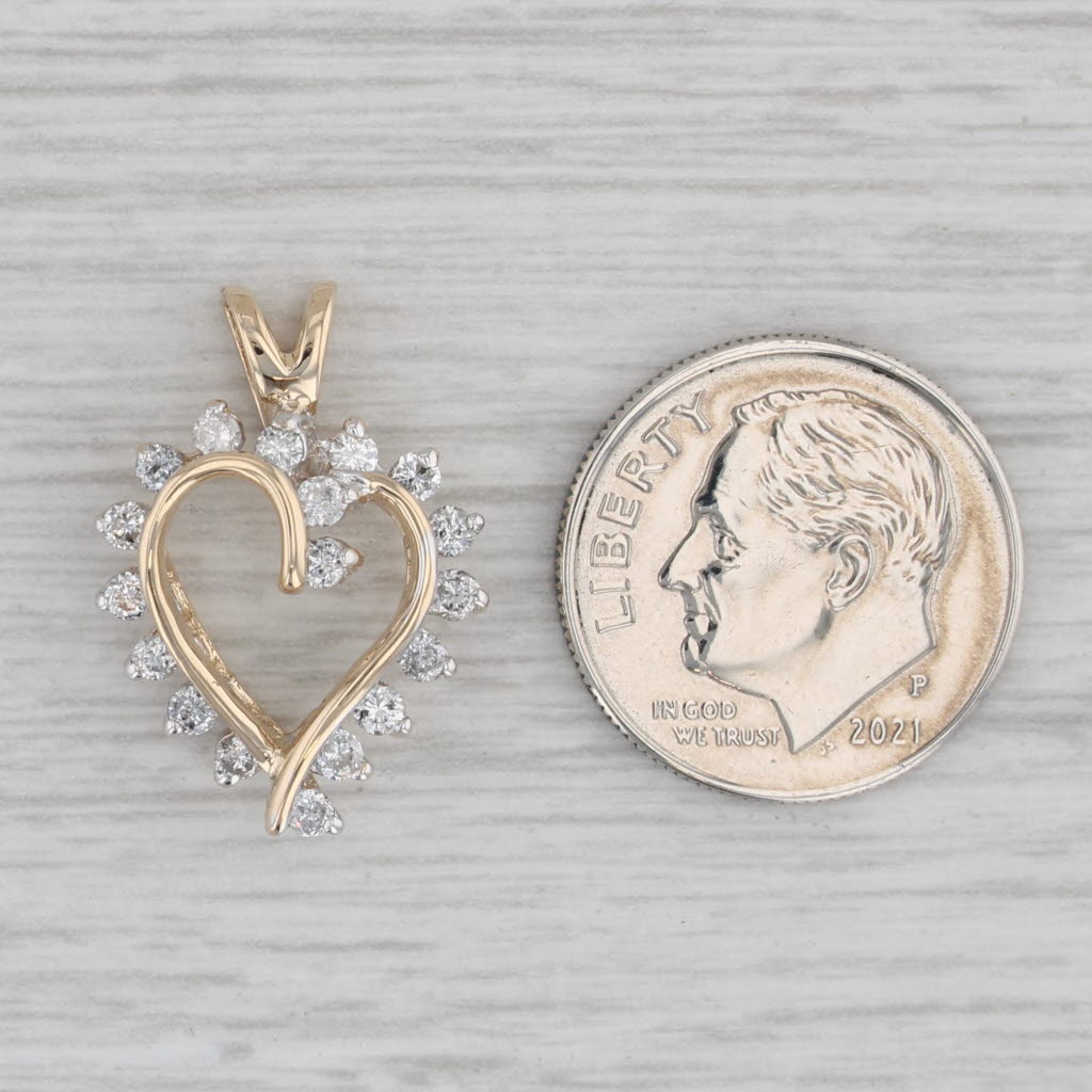 Gray 0.36ctw Diamond Open Heart Pendant 14k Yellow Gold