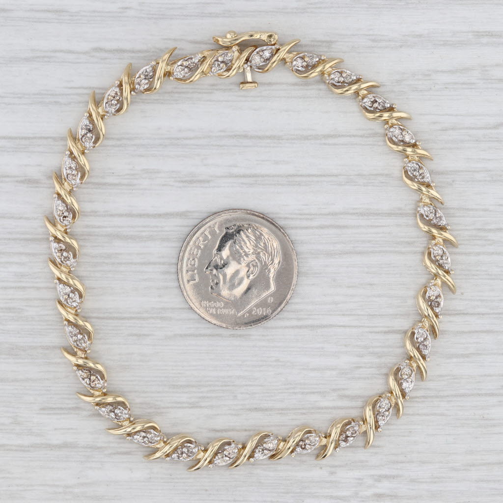 0.90ctw Diamond Tennis Bracelet 14k Yellow Gold 7" 4.7mm