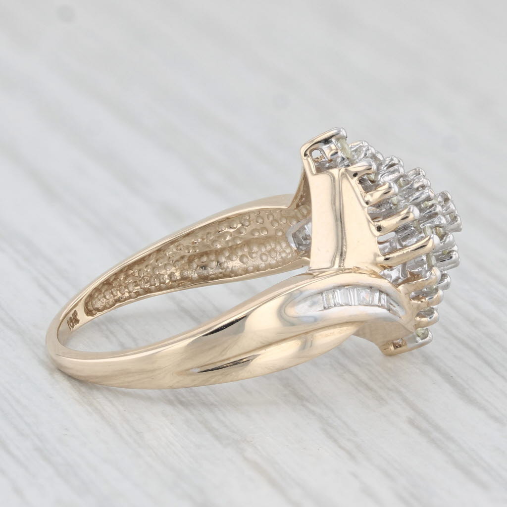 Light Gray 0.43ctw Diamond Cluster Ring 10k Yellow Gold Size 7.5