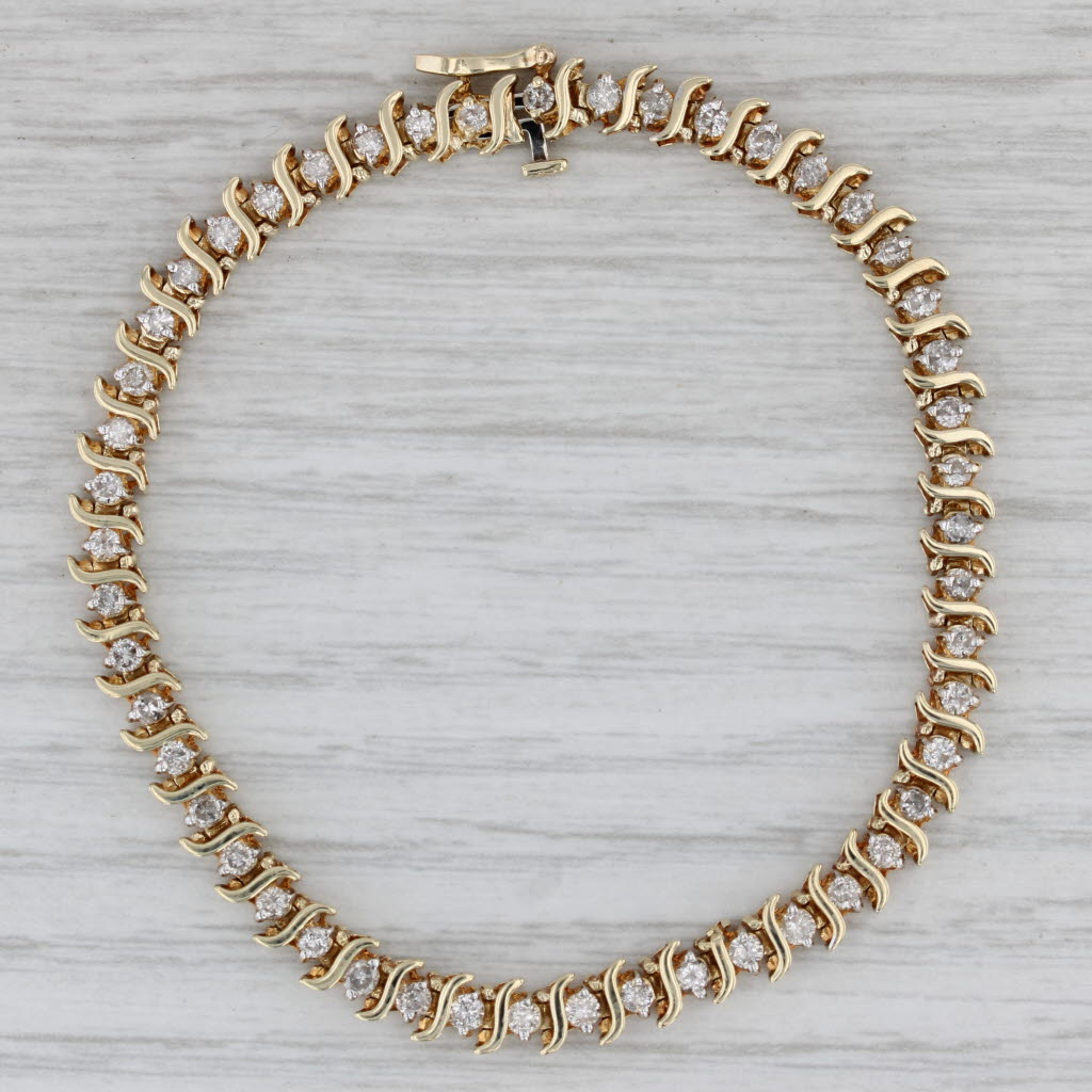 Gray 1.50ctw Diamond Tennis Bracelet 14k Yellow Gold 7" 5mm