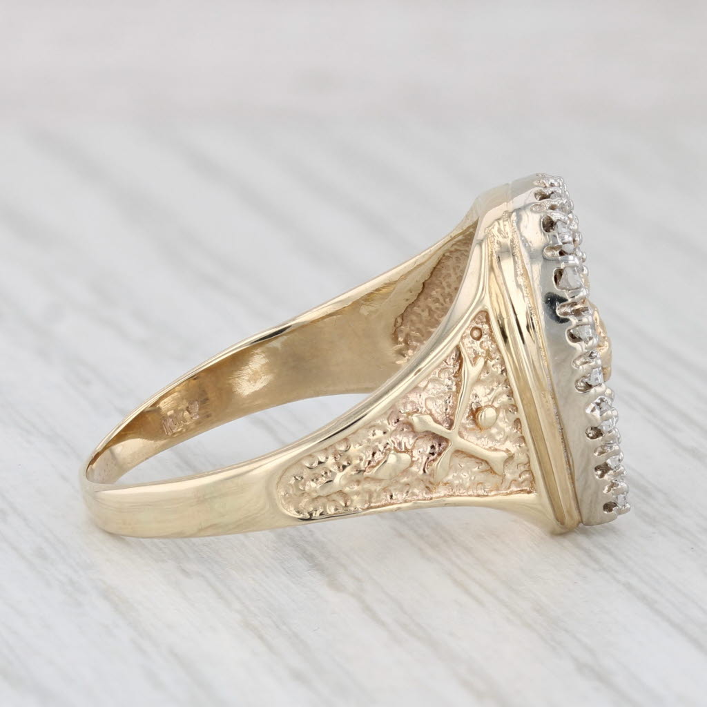Light Gray 0.21ctw Diamond Horseshoe Horse Ring 10k Gold Size 11 Men's Western Luck