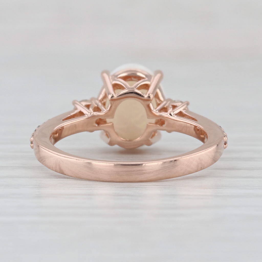 Effy Oval Opal Cabochon 0.30ctw Diamond Ring 14k Rose Gold Size 7.25