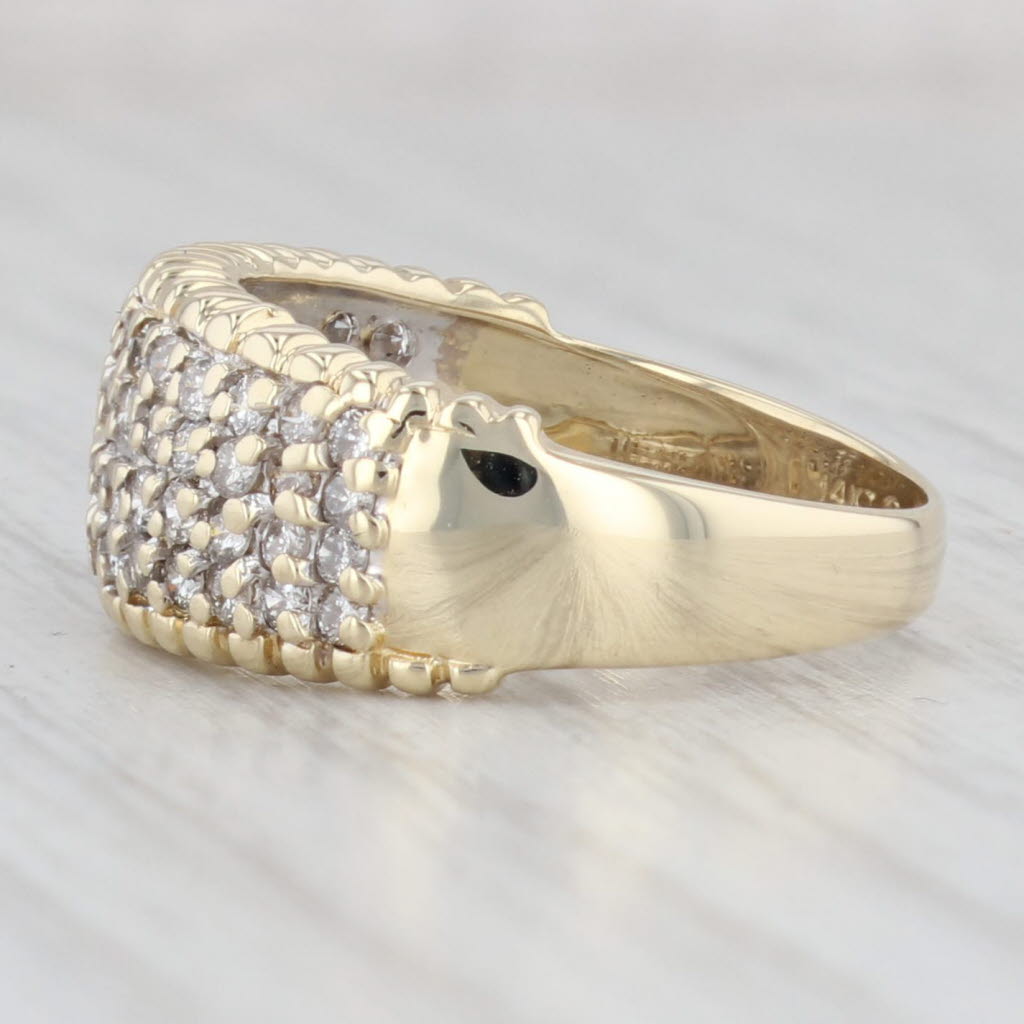 Light Gray 0.90ctw Pave Diamond Ring 14k Yellow Gold Size 7.25