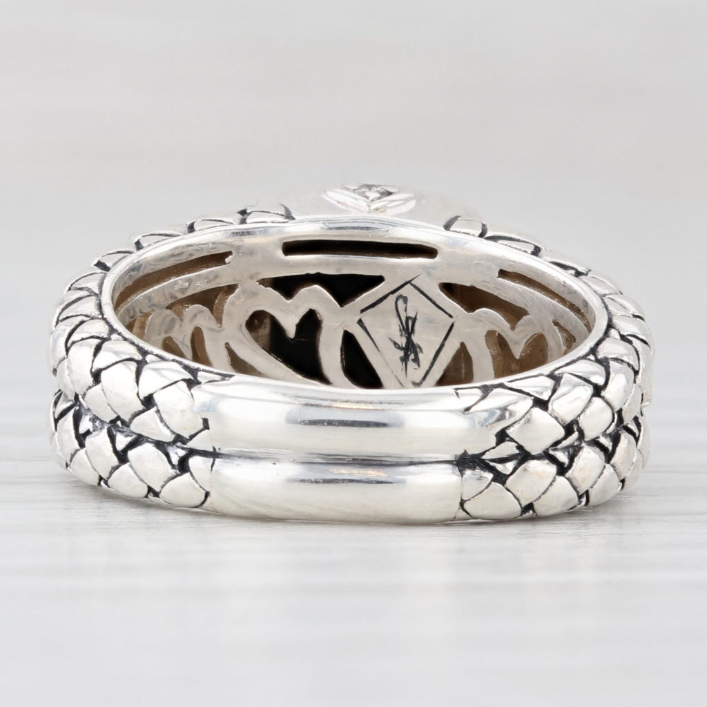 Light Gray Onyx 0.10ctw Diamond Basketweave Ring Sterling Silver Size 6.5 Scott Kay