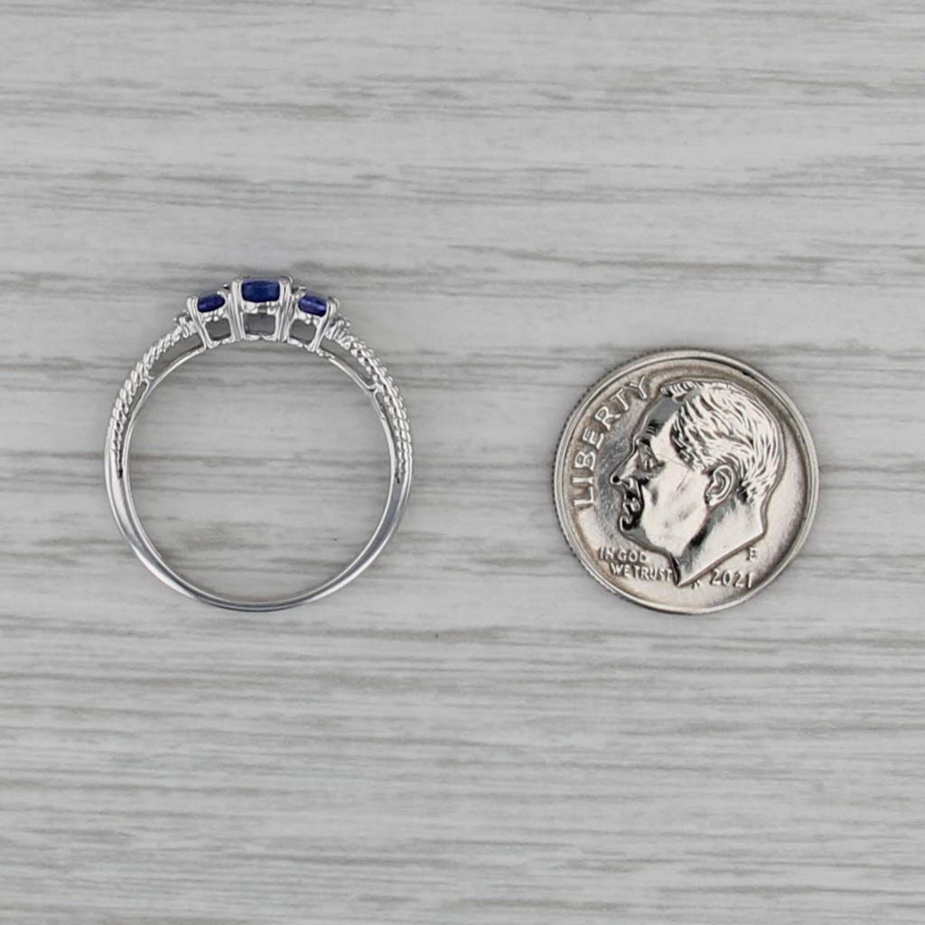 0.98ctw Tanzanite 3-Stone Diamond Ring 14k White Gold Size 7