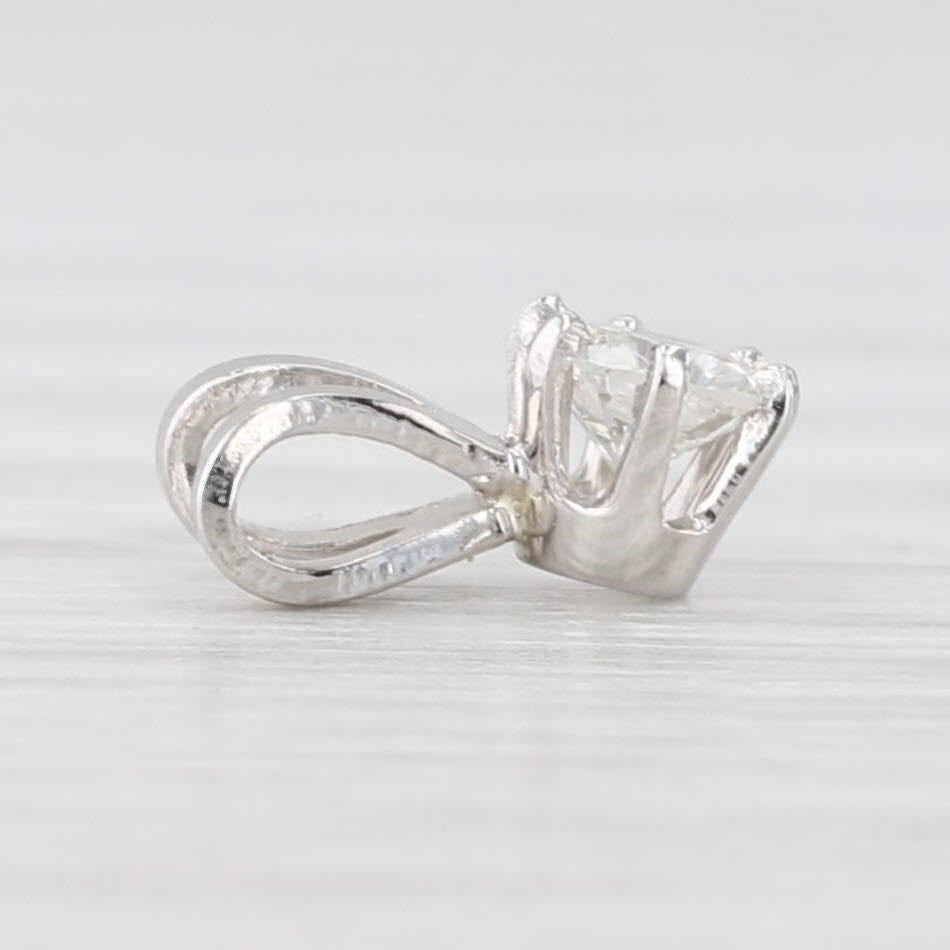 Light Gray New 0.13ct Round Solitaire Small Drop Pendant 14k White Gold