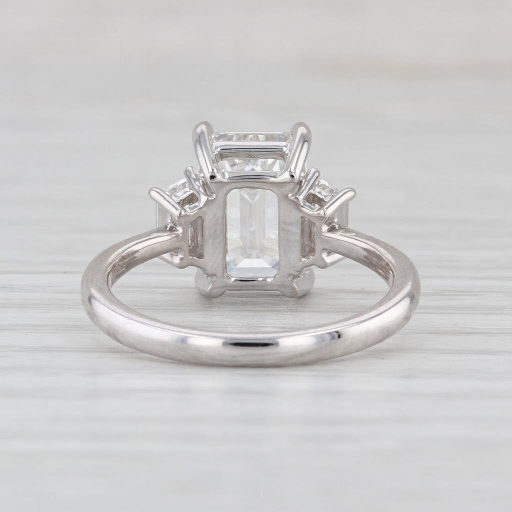 New IGI 3.51ctw Emerald Cut Lab Grown Diamond 3-Stone Engagement Ring 14k Gold