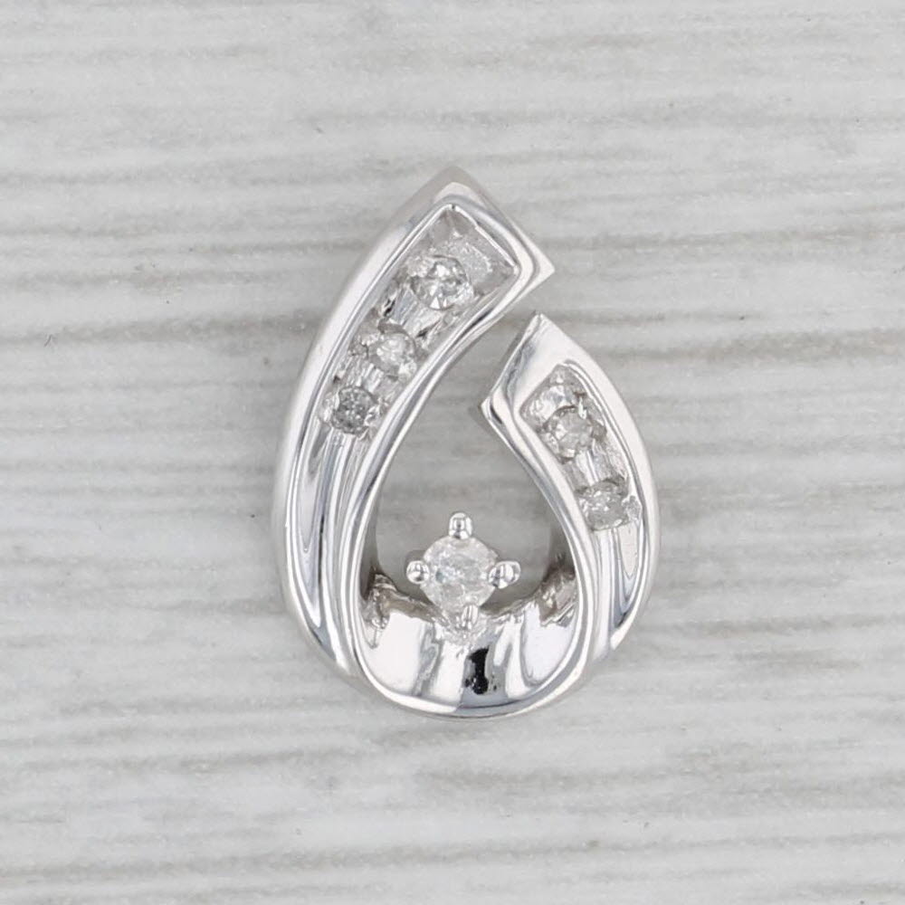 Gray Small Diamond Teardrop Pendant 10k White Gold