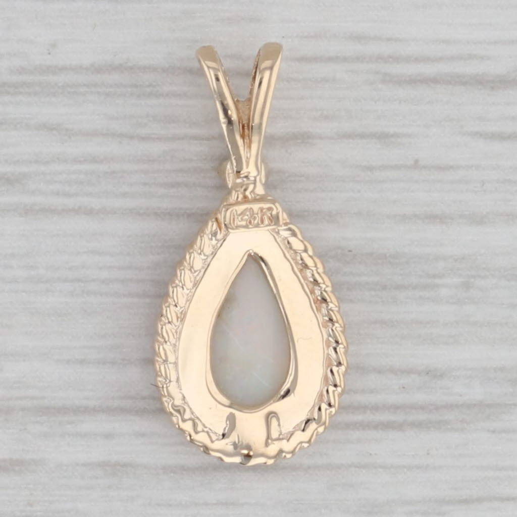 Gray Opal Diamond Teardrop Pendant 14k Yellow Gold Small Drop