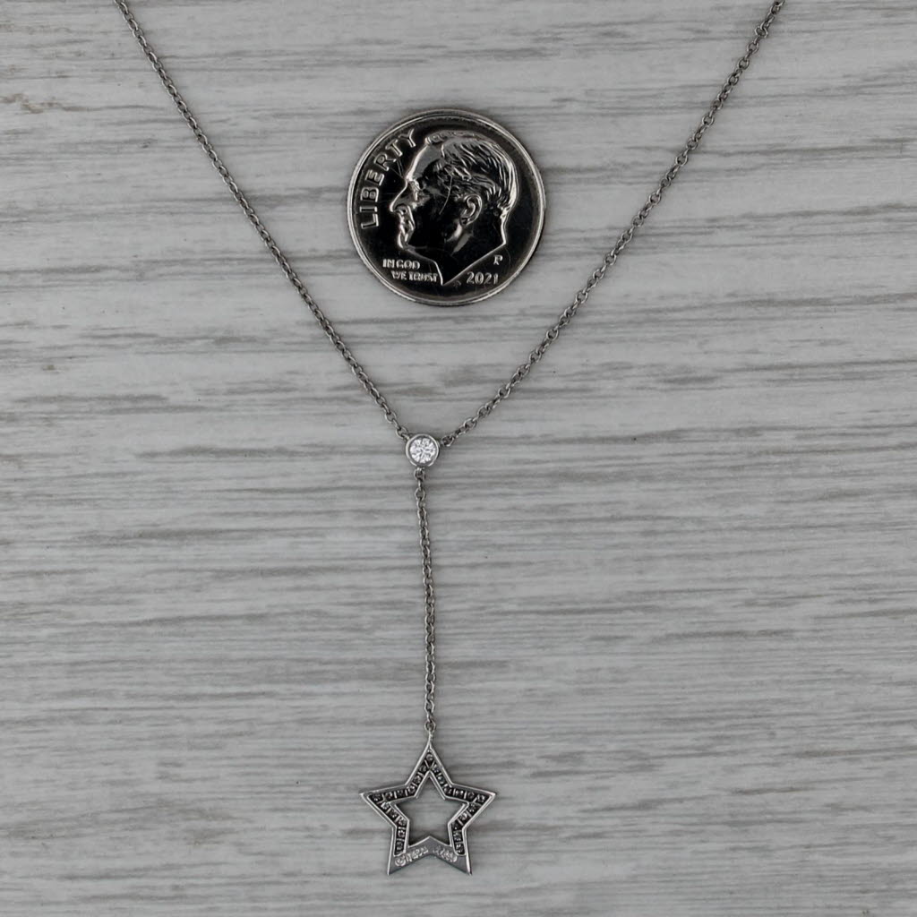 Tiffany & Co 0.20ctw Diamond Star Lariat Necklace w/ Pouch 950 Platinum 16.25"