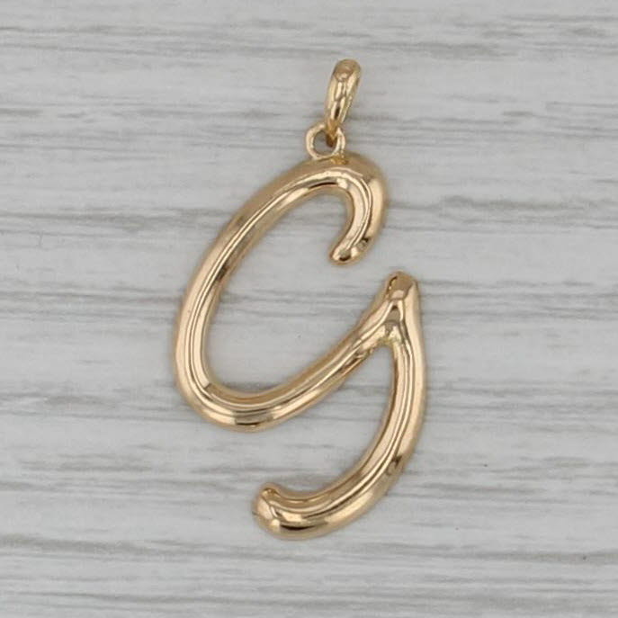Cursive Letter G Pendant 18k Yellow Gold Initial Charm