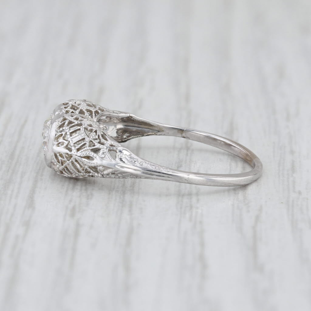 Art Deco 0.33ctw Diamond 2-Stone Vintage Ring 14k White Gold Sz 9.5 Anniversary