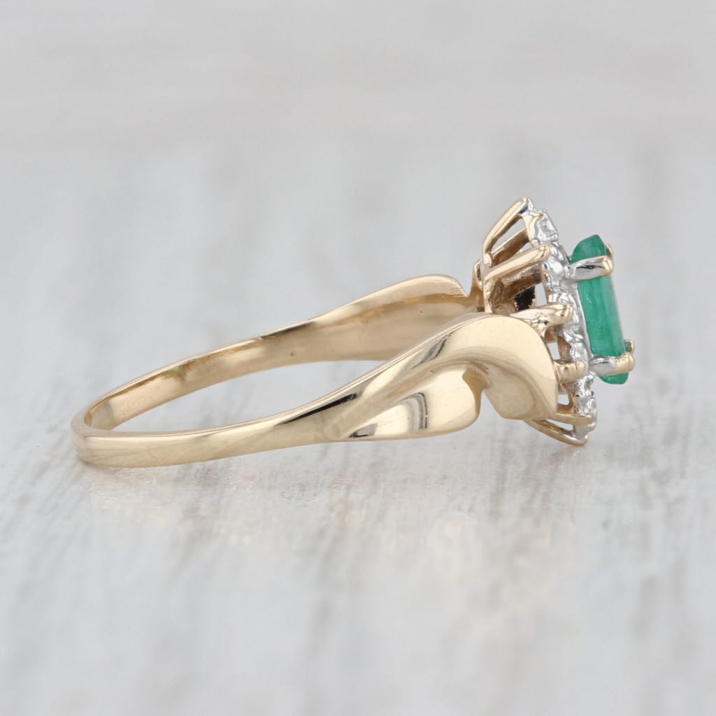 0.25ct Marquise Emerald Diamond Halo Ring 10k Yellow Gold Size 7