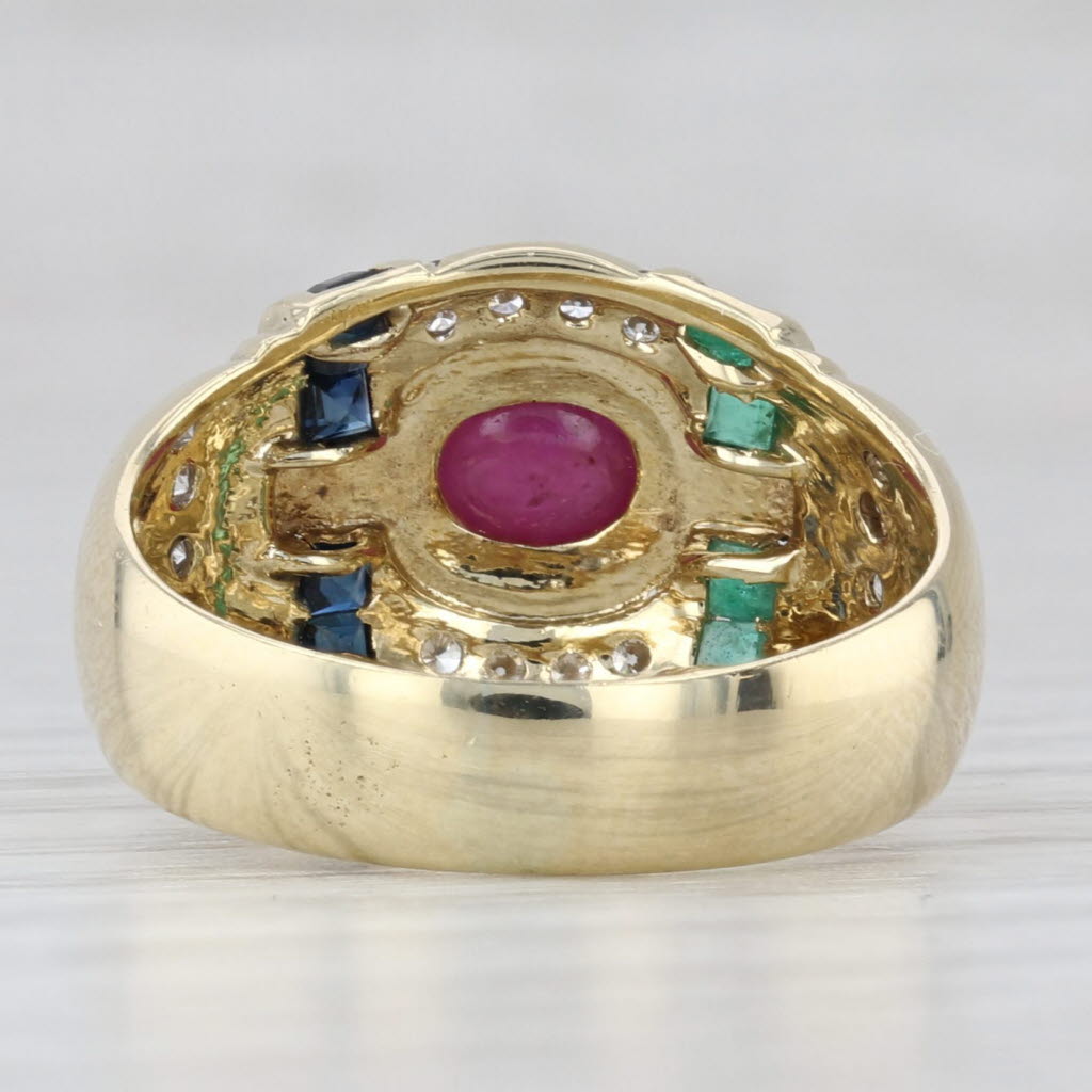 Light Gray 0.56ctw Diamond Ruby Sapphire Emerald Ring 14k Yellow Gold Size 7 Cocktail