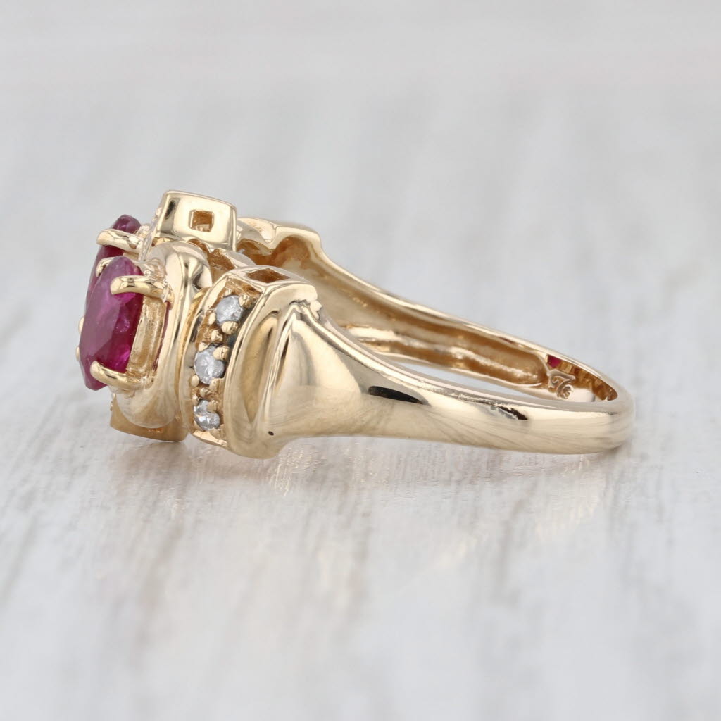 1.31ctw Ruby Diamond Infinity Knot Ring 14k Yellow Gold Size 7