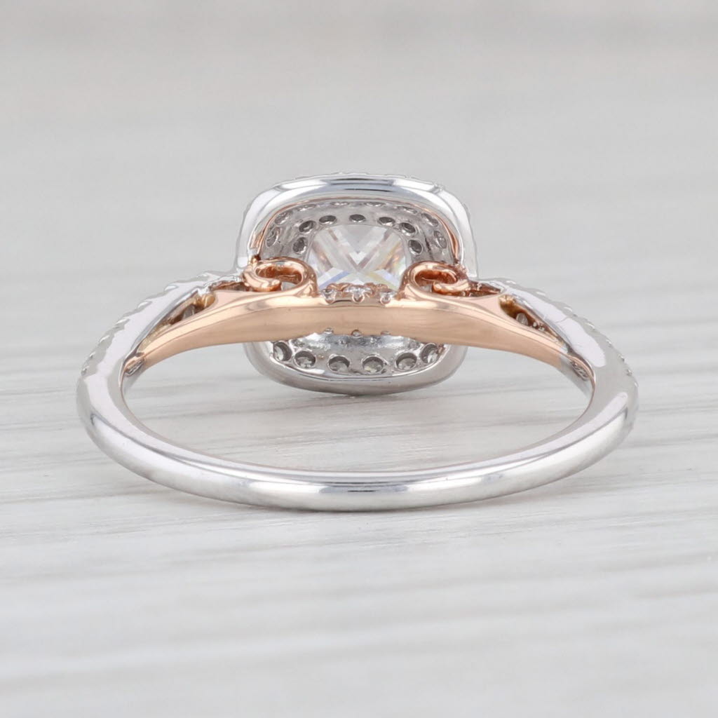 New Princess Semi Mount Diamond Halo Engagement Ring 14k White Rose Gold Sz 6.5