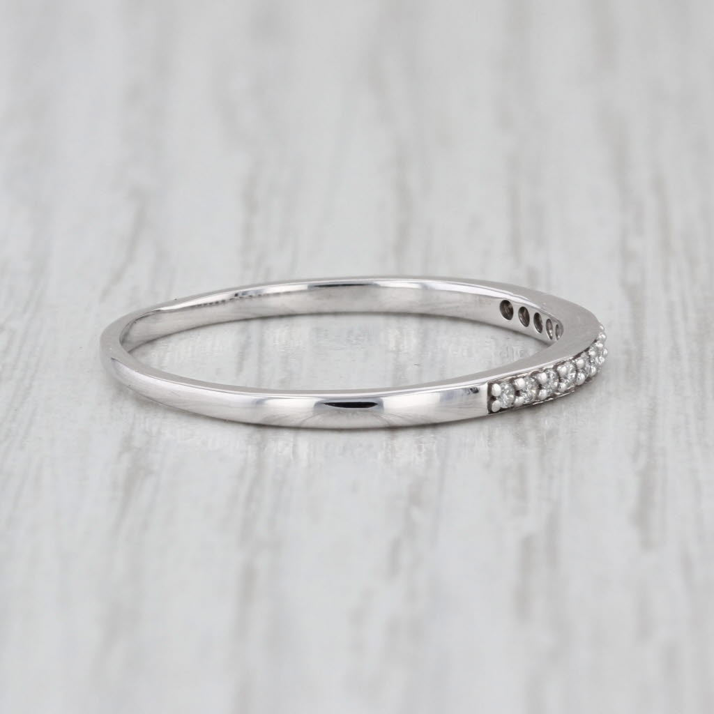 0.10ctw Diamond Wedding Band 10k White Gold Stackable Bridal Ring Size 11