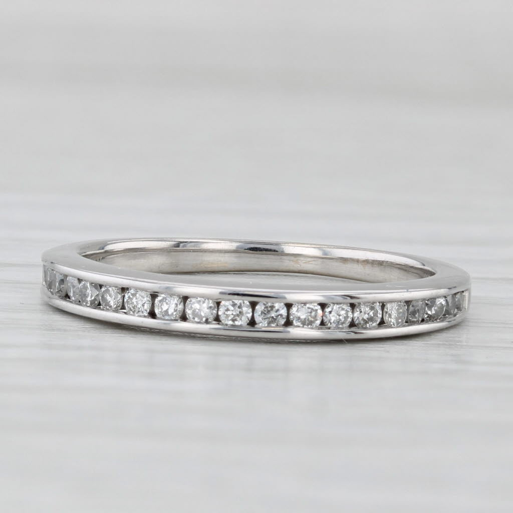 Light Gray 0.24ctw Diamond Wedding Band 14k White Gold Size 6.75 Stackable Channel Set