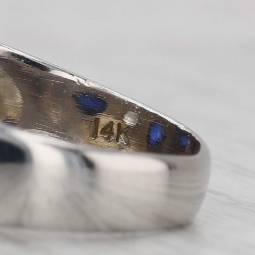 Gray Vintage Lab Created Sapphire Diamond Ring 14k White Gold Size 8.75