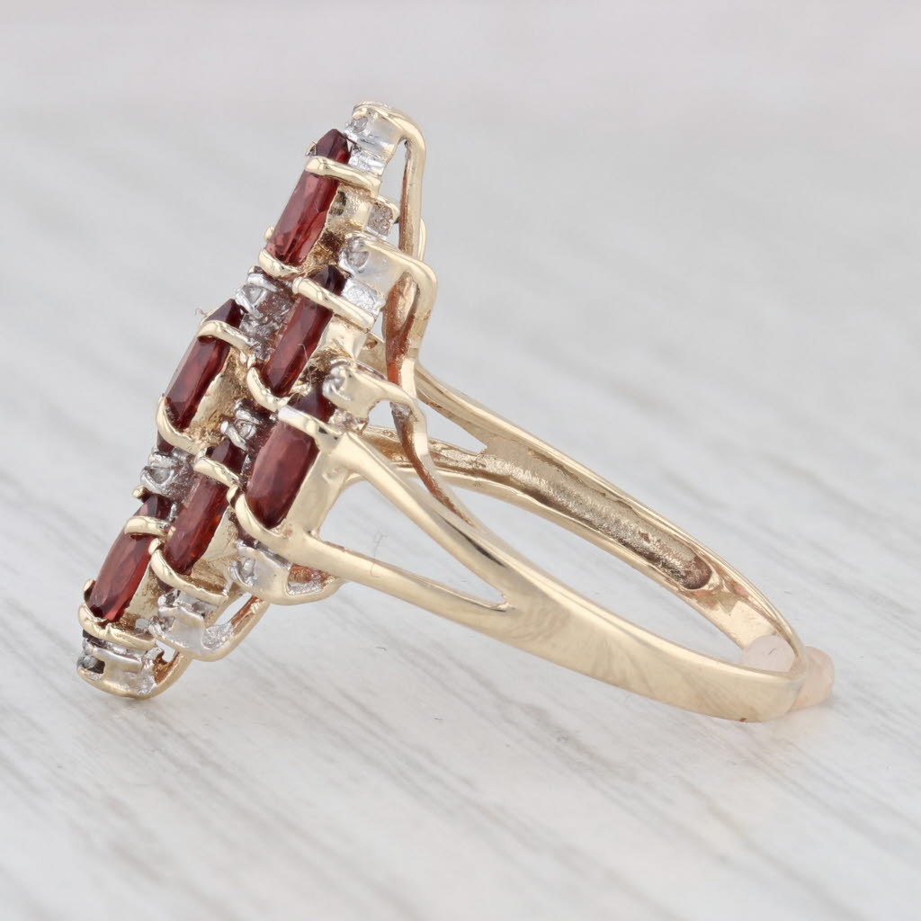 Light Gray 2.70ctw Garnet Cluster Ring 10k Yellow Gold Size 7 Cocktail