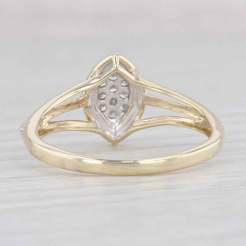 Light Gray Diamond Cluster Halo Ring 10k Yellow Gold Size 7 Engagement