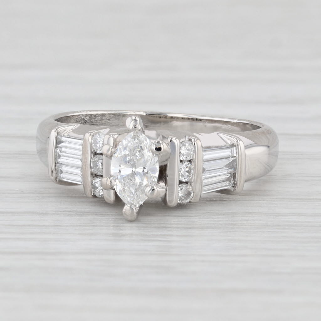 Light Gray 0.86ctw Marquise Diamond Engagement Ring 950 Platinum Size 7.25