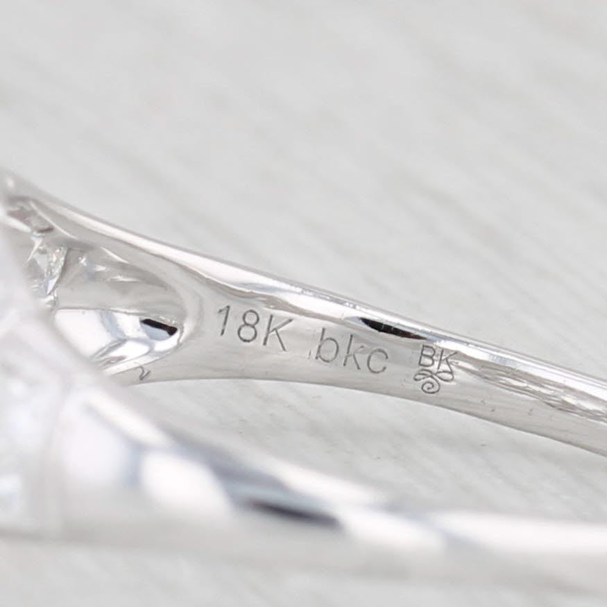 Light Gray New Beverley K Round Semi Mount Engagement Ring 18k White Gold Diamond Size 6.5