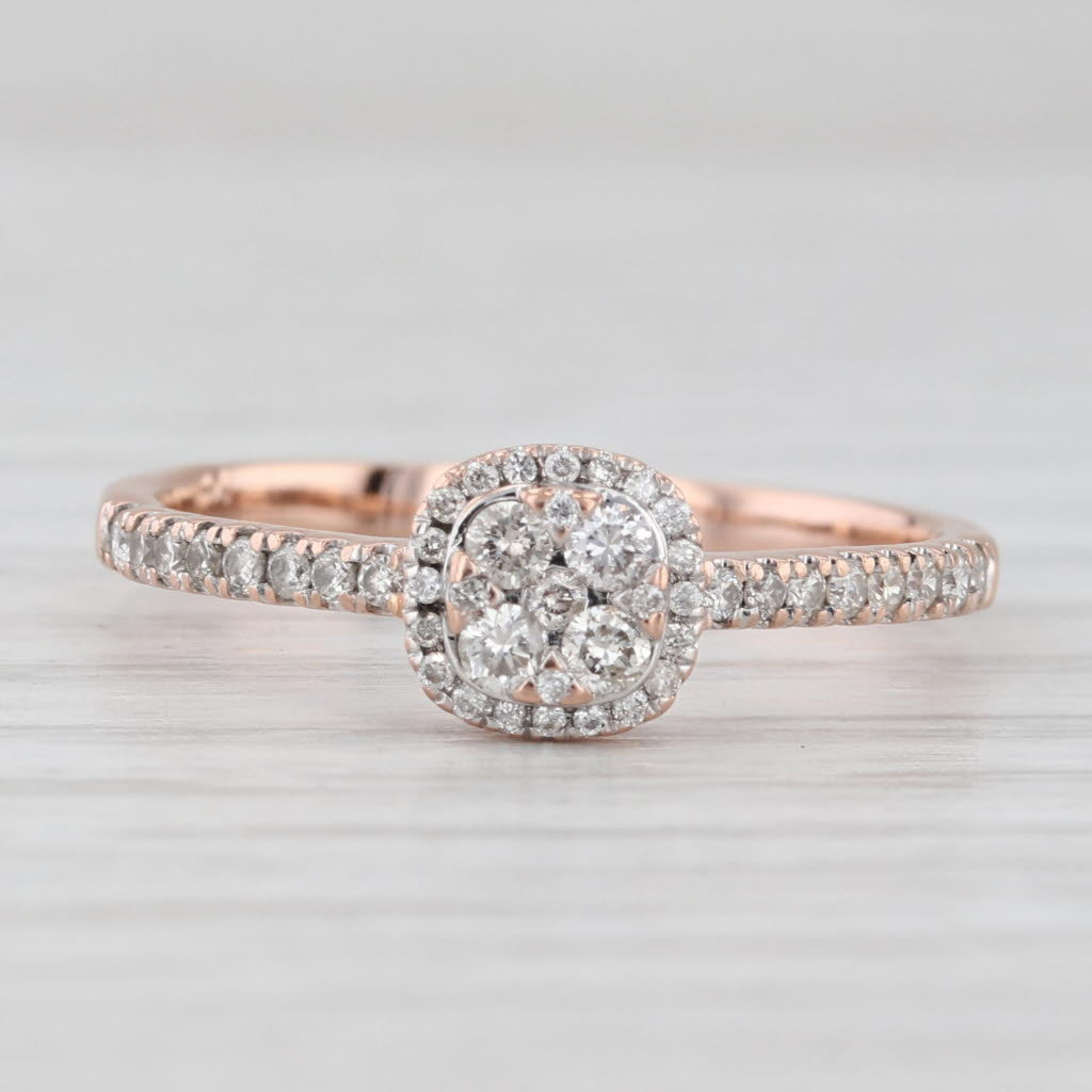 Light Gray 0.33ctw Diamond Halo Engagement Ring 14k Yellow Gold Size 8