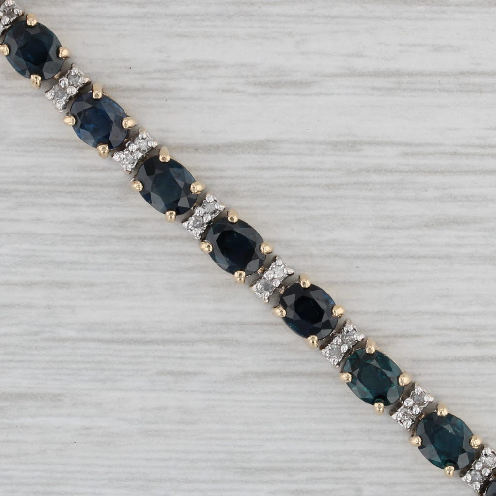 Gray 8.25ctw Blue Sapphire Tennis Bracelet 14k Yellow Gold 7.5" 4.2mm