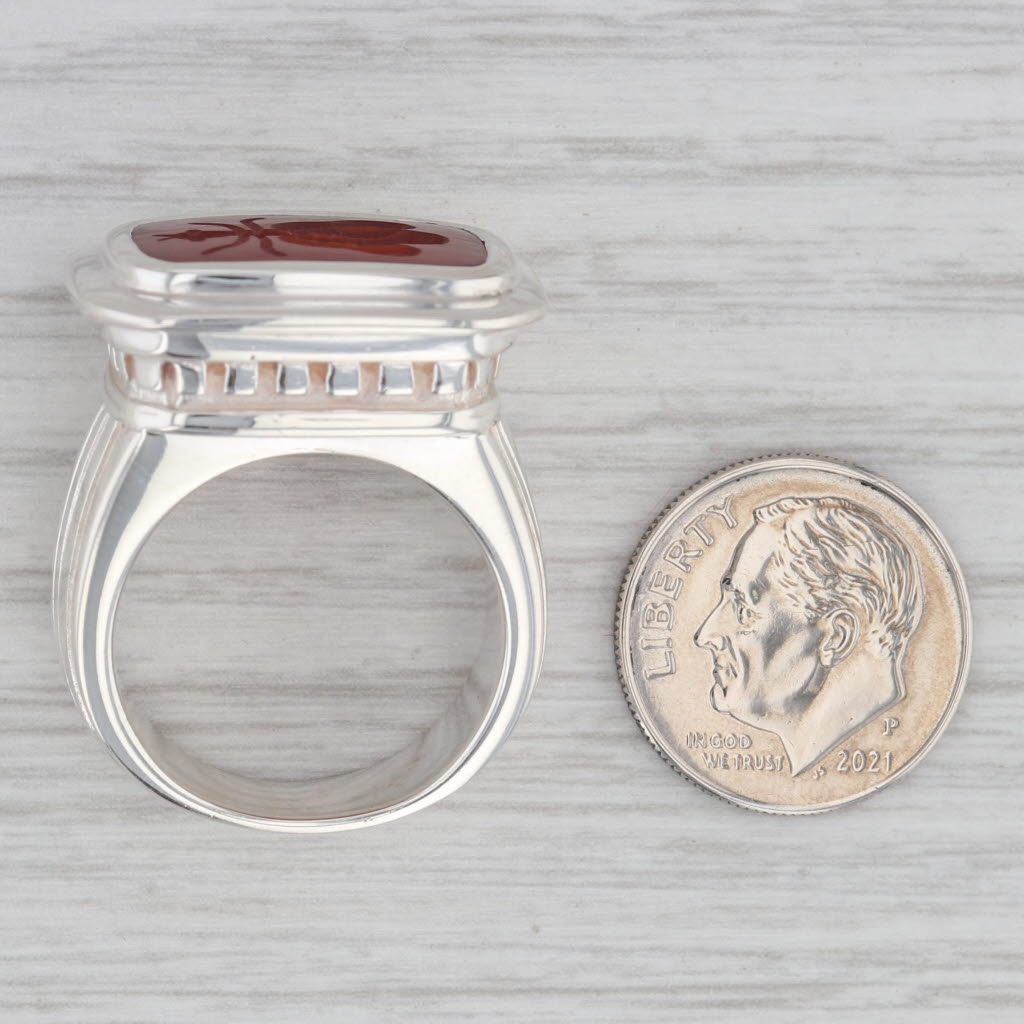 Gray Slane & Slane Red Chalcedony Bee Intaglio Seal Signet Ring Sterling Silver