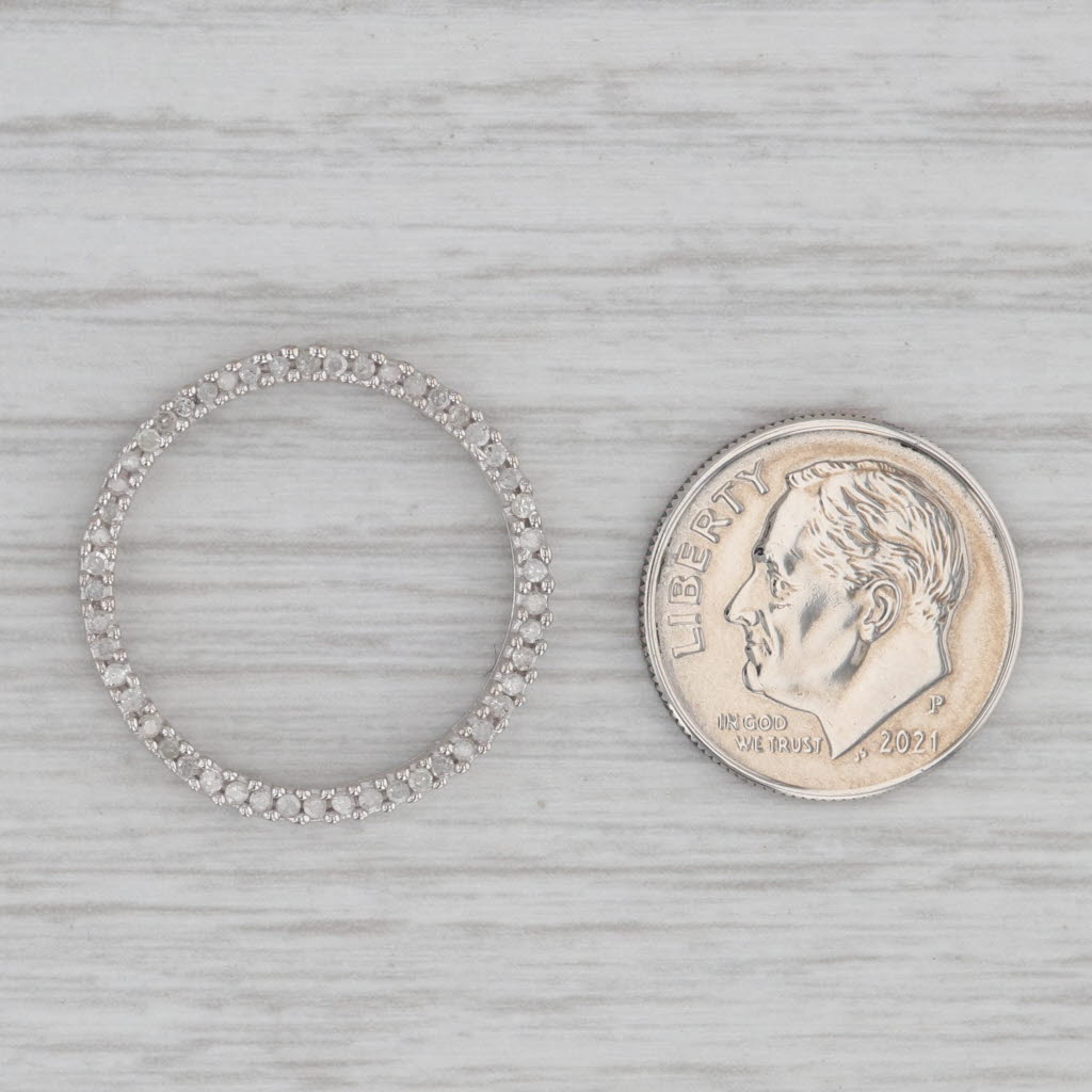 Gray 0.20ctw Diamond Eternity Circle Pendant 10k White Gold