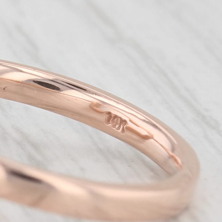 Light Gray Diamond Accented Abstract Rectangle Ring Hammered 14k Rose Gold Size 6.75