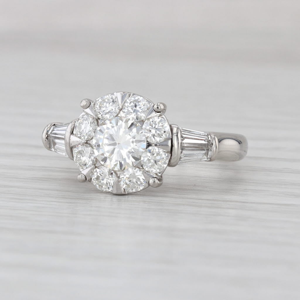 1.84ctw VS2 Round Diamond Halo Engagement Ring 950 Platinum Size 6.25-6.5
