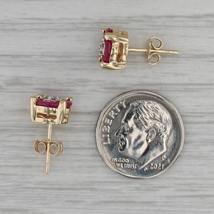 1.26ctw Ruby Diamond Stud Earrings 14k Yellow Gold Round Studs
