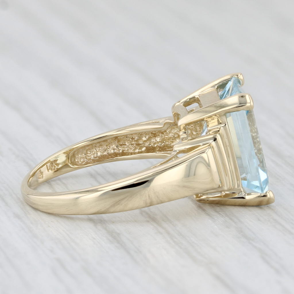 Light Gray 5ct Emerald Cut Aquamarine Solitaire Ring 14k Yellow Gold Size 6.25