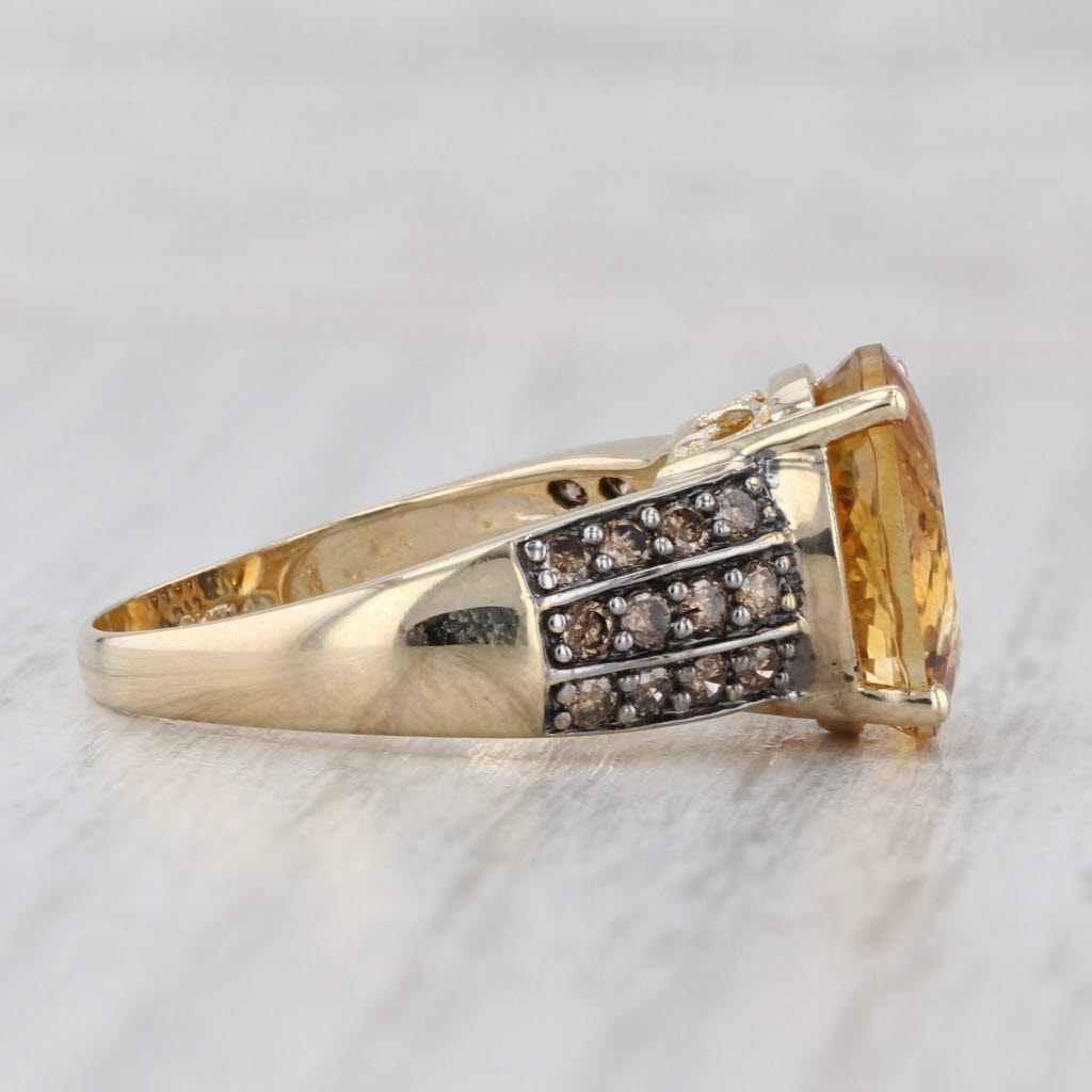 Citrine Champagne Diamond Ring 10k Yellow Gold Size 8.25 Cocktail
