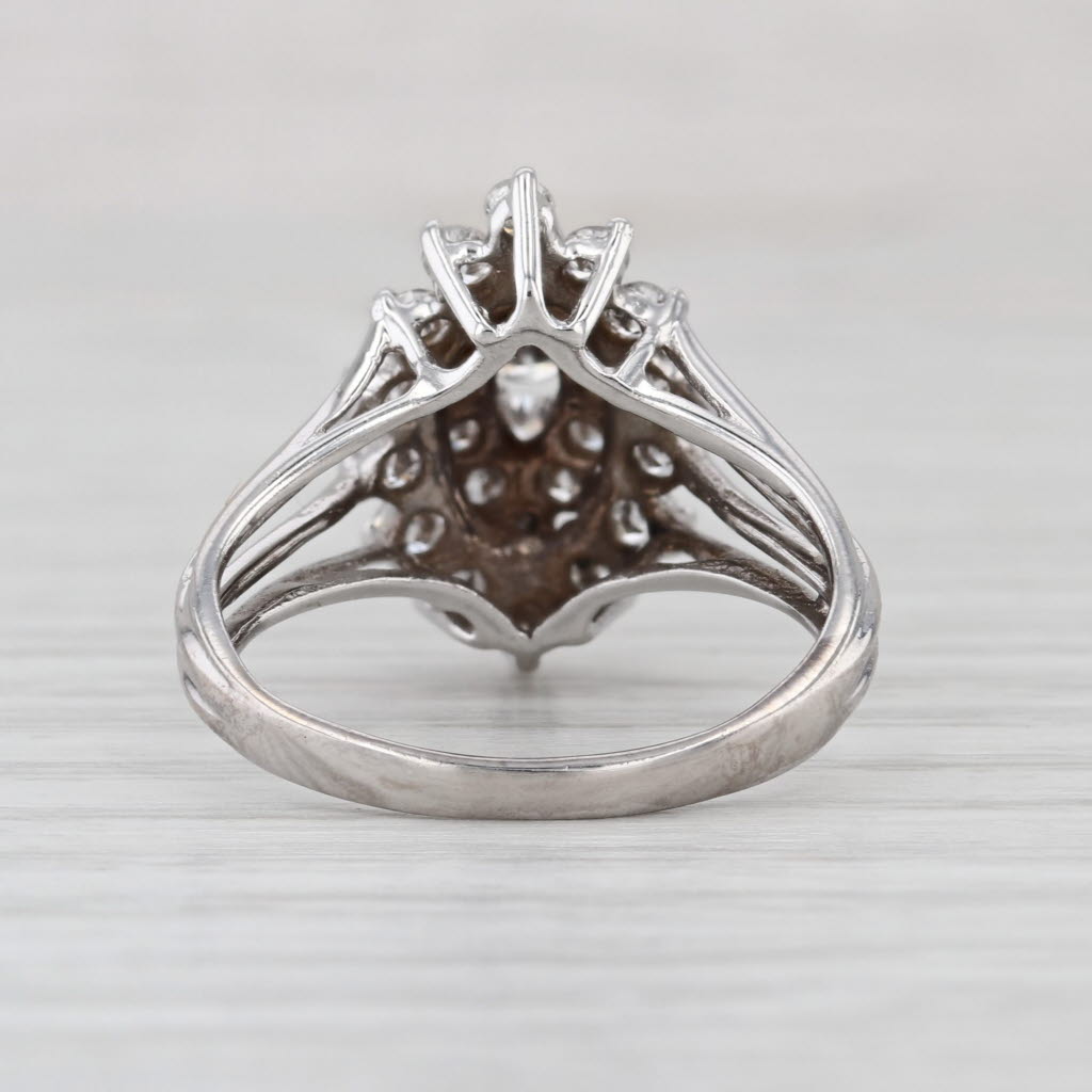 0.43ctw Diamond Halo Cluster Engagement Ring 14k White Gold Size 6.75