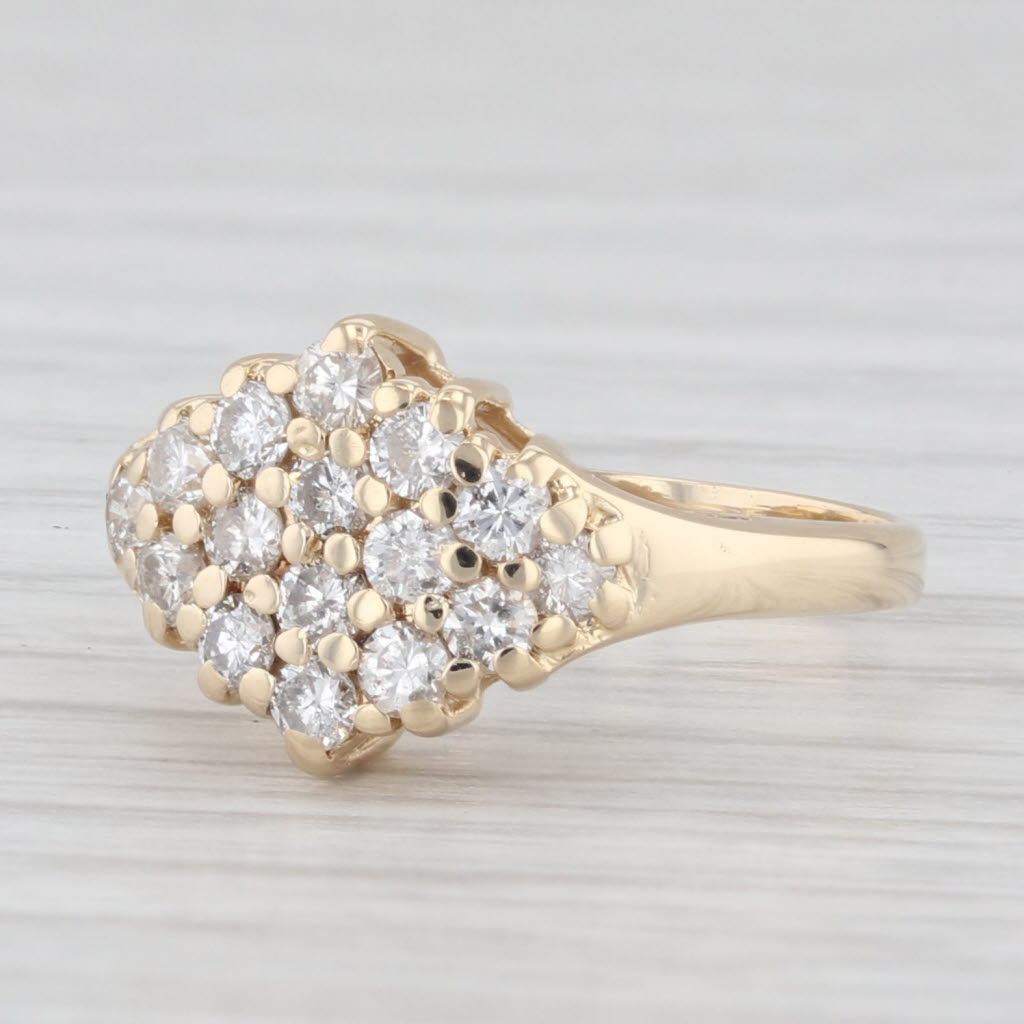 Light Gray 0.45ctw Diamond Cluster Ring 14k Yellow Gold Size 3