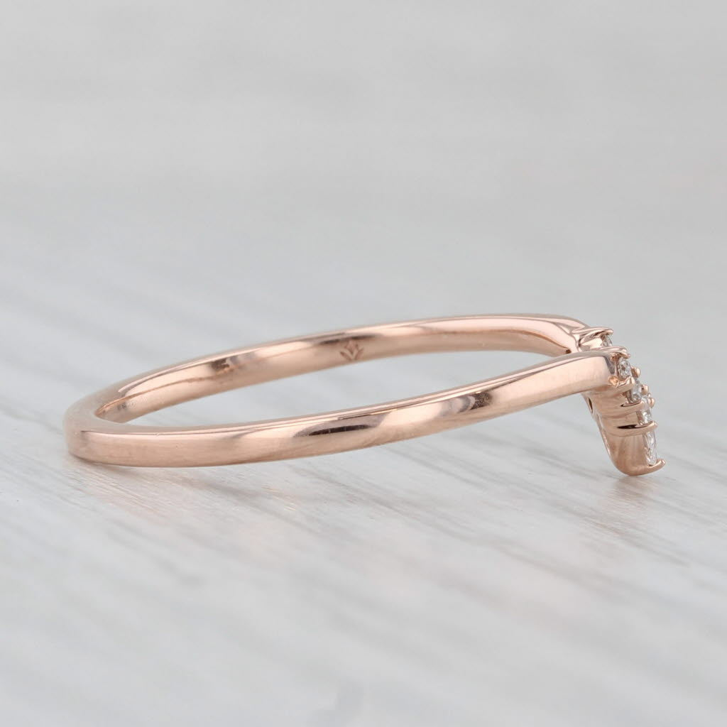 Light Gray Brilliant Earth Lunette 0.10ctw Diamond Ring 14k Rose Gold Stackable w/ Box