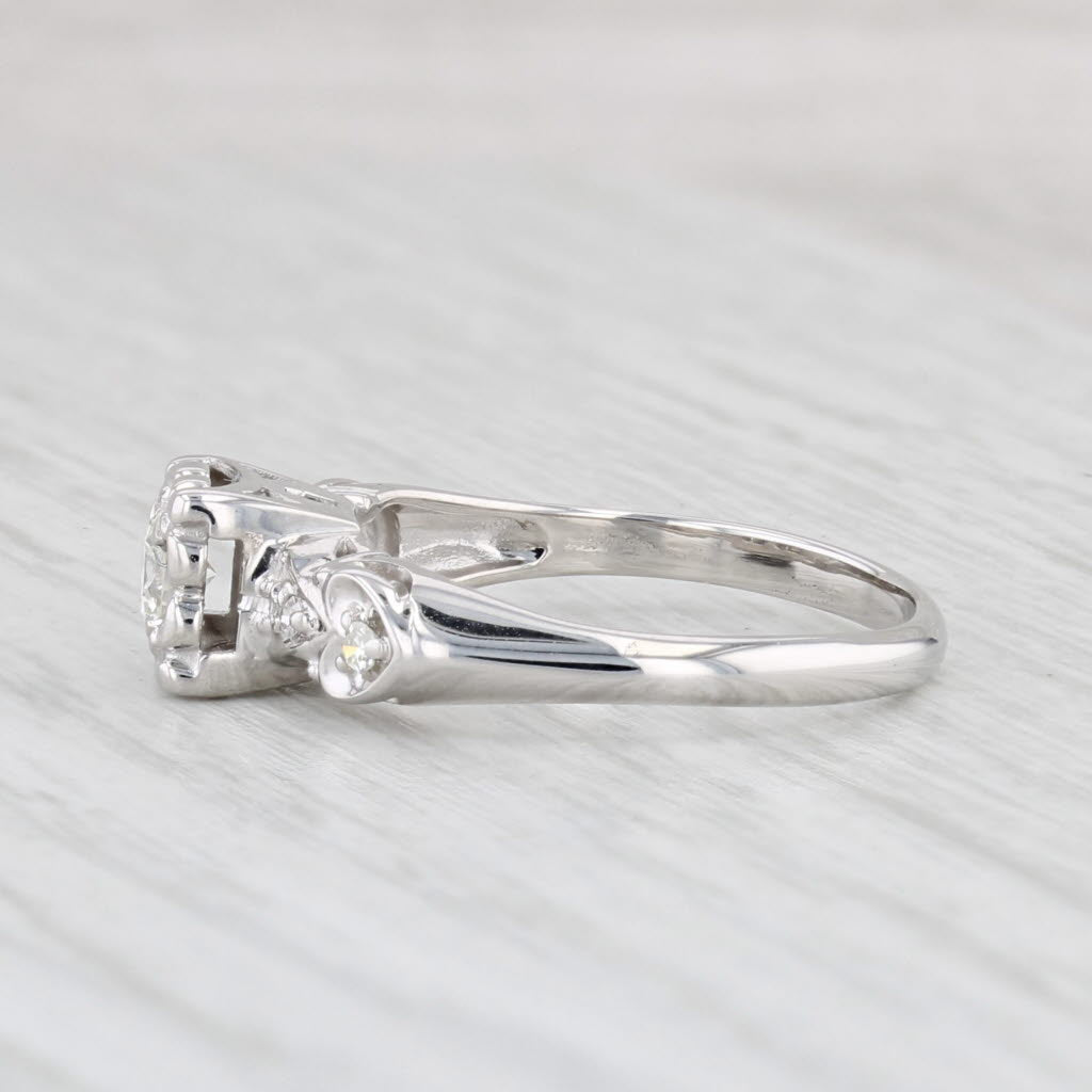 Light Gray Vintage 0.18ctw Diamond Engagement Ring 14k White Gold Size 5.75
