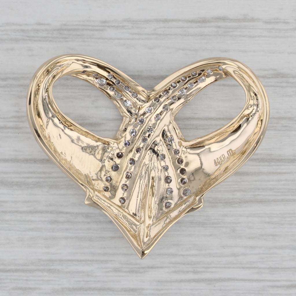 Gray 0.36ctw Diamond Heart Statement Pendant 14k Yellow Gold