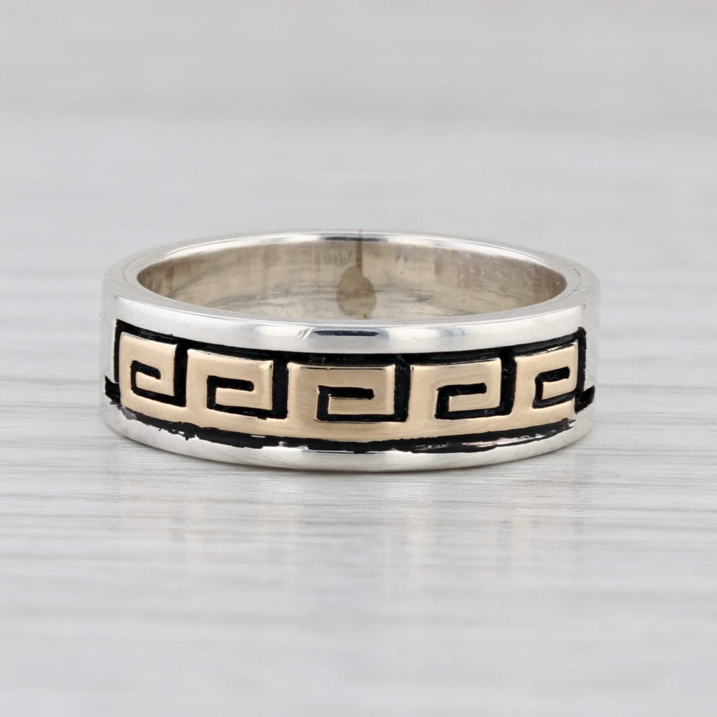 2-Toned Greek Key Ring Sterling Silver 14k Gold P. Skeet Navajo Native American